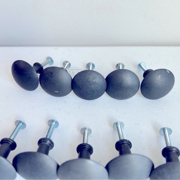 Set of 14 Dark Grey Industrial Look Cabinet Knobs - Picture 4 of 5
